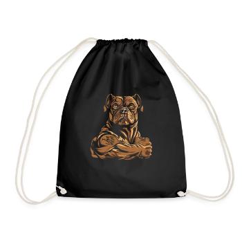American Bully biceps tatouage j’aime papa - Sac de sport léger - noir - Devant