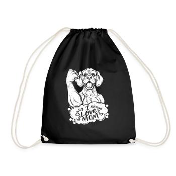 Brittany Spaniel I Love Dad - Drawstring Bag - black - Front