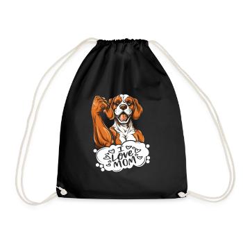Brittany Spaniel I Love Dad - Drawstring Bag - black - Front