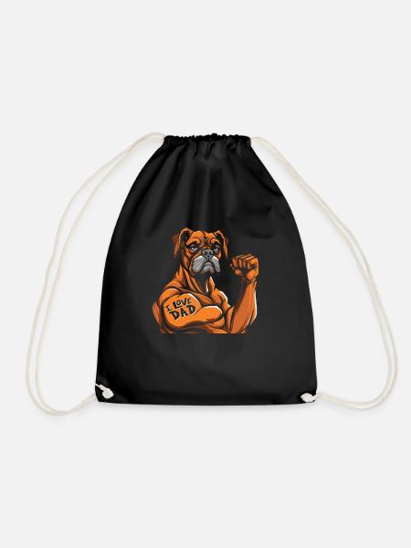 Boxer Hund Deutscher Boxer Bizeps Tattoo - Turnbeutel - Schwarz