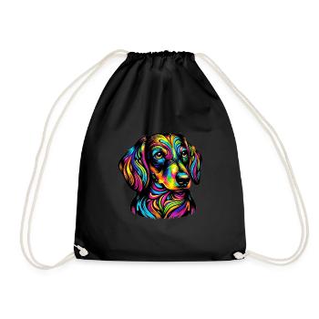Dachshund Dog - Drawstring Bag - black - Front