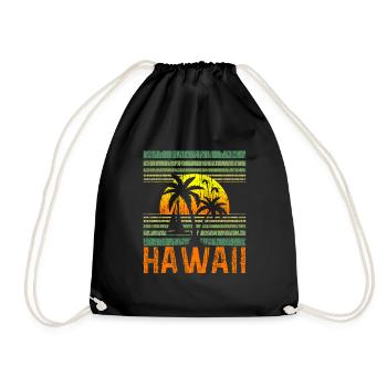 Hawaii Aloha Hawaiian Souvenir - Drawstring Bag - black - Front
