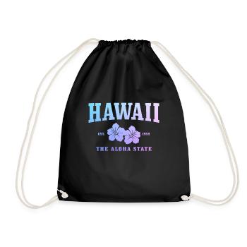 Hawaii Aloha Hawaiian Souvenir - Drawstring Bag - black - Front