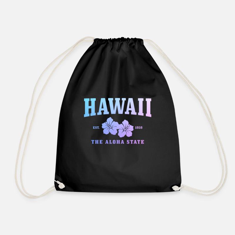 Hawaii Aloha Hawaiian Souvenir - Drawstring Bag - black
