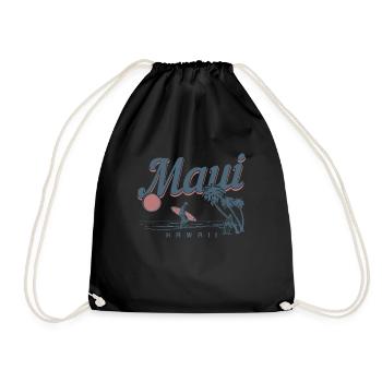 Maui Hawaii Aloha Hawaiian Souvenir - Drawstring Bag - black - Front