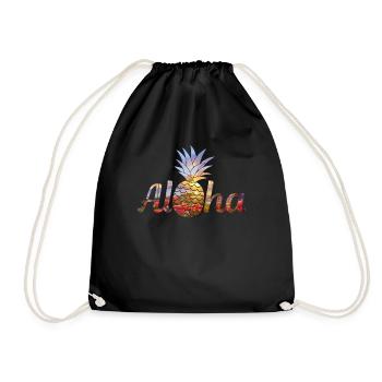 Hawaii Aloha Hawaiian Souvenir - Drawstring Bag - black - Front