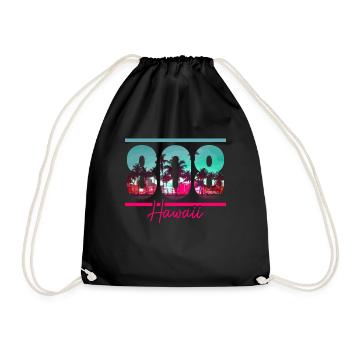 Hawaii Aloha Hawaiian Souvenir - Drawstring Bag - black - Front