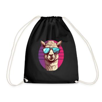 Alpaka mit Sonnenbrille - Turnbeutel - Schwarz - Vorne