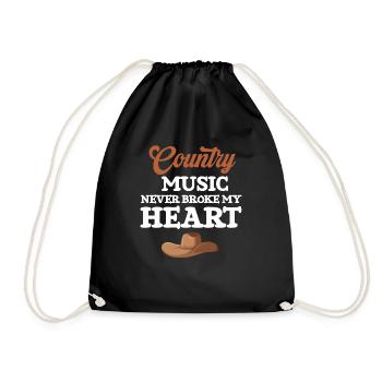 Country-musik Never Broke My Heart - Turnbeutel - Schwarz - Vorne