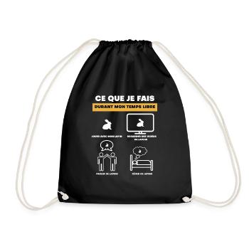 cadeau lapin temps libre - Sac de sport léger - noir - Devant
