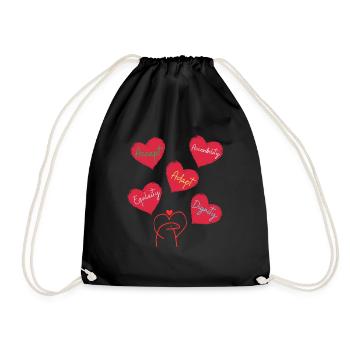Teacher Valentine's Day Shirt Positive Affirmation - Drawstring Bag - black - Front