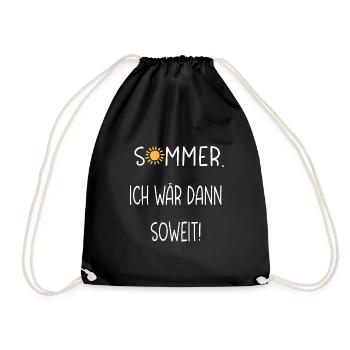 Sommer. Ich wär dann soweit! Lustige Sprüche - Turnbeutel - Schwarz - Vorne