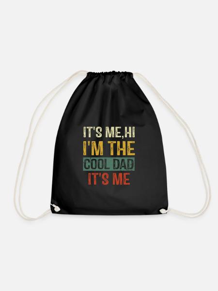 It's Me Hi I'm The Cool Dad It's Me Vintage Funn - Drawstring Bag - black