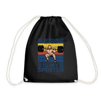 Jesus Christliches Fitnessstudio Workout - Turnbeutel - Schwarz - Vorne