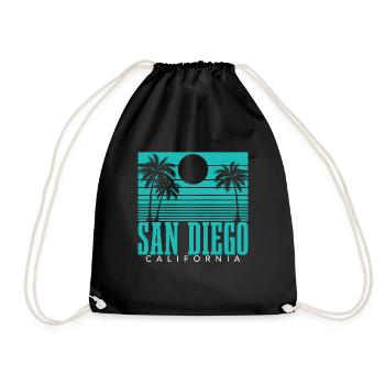 San Diego Kalifornien Vintage Souvenir - Turnbeutel - Schwarz - Vorne