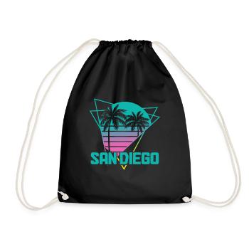 San Diego California Vintage Souvenir - Drawstring Bag - black - Front