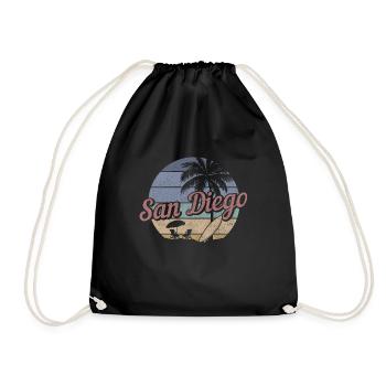 San Diego Kalifornien Vintage Souvenir - Turnbeutel - Schwarz - Vorne