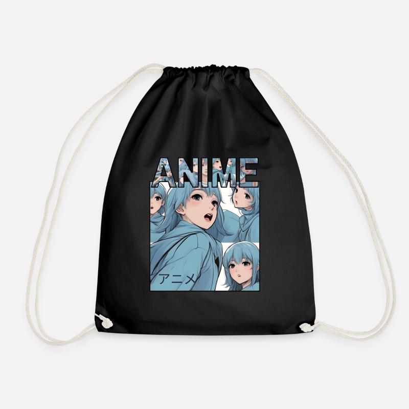 anime girls - Drawstring Bag - black