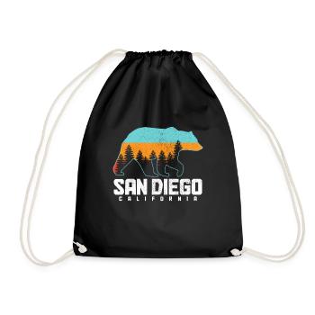 San Diego California Vintage Souvenir - Drawstring Bag - black - Front