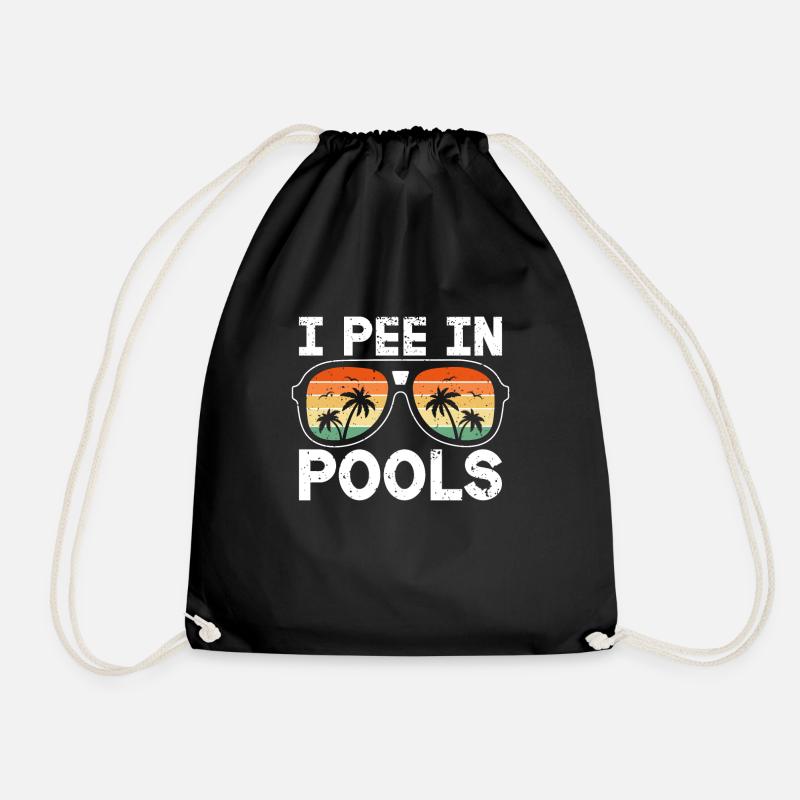I Pee In Pools Funny Jokes Sarcastic - Drawstring Bag - black