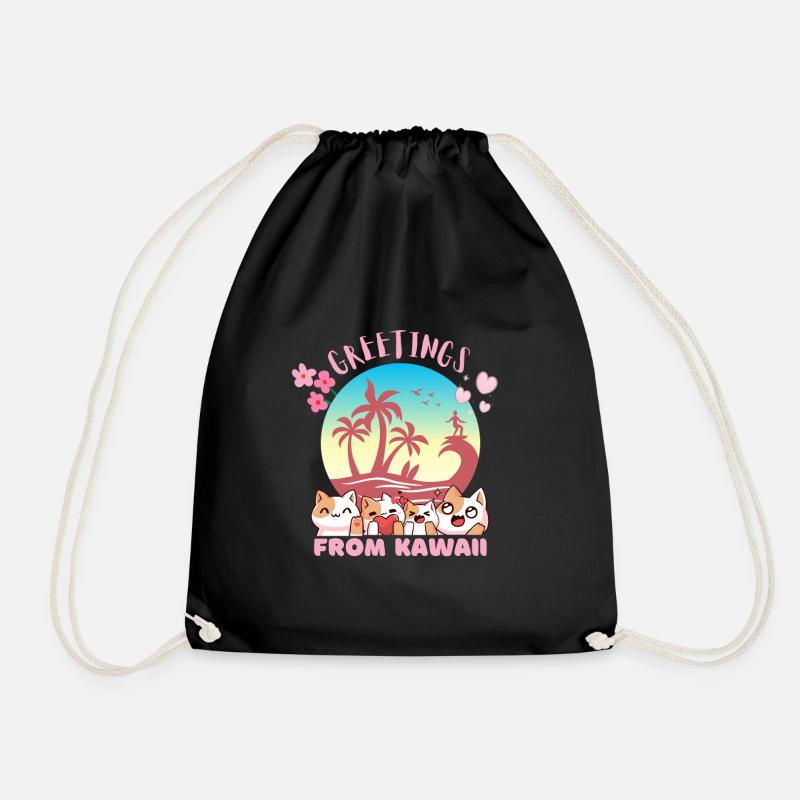 greetings from Hawaii-Kawaii - Drawstring Bag - black
