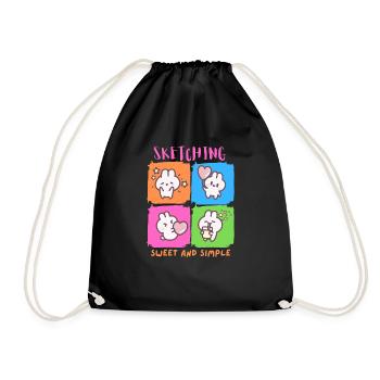 sweet and simple - sketching - Drawstring Bag - black - Front