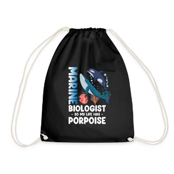 Marine Biologist So My Life Has Porpoise Fish - Drawstring Bag - black - Front