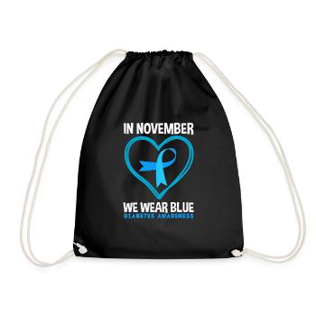 T1D Diabetes Type 1 Diabetic Gift - Drawstring Bag - black - Front