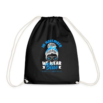 T1D Diabetes Type 1 Diabetic Gift - Drawstring Bag - black - Front