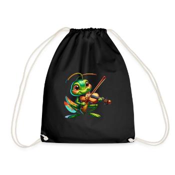 Grasshopper with violin - Drawstring Bag - black - Front