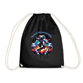 Rocket Powered Ollie - Drawstring Bag - black - Front