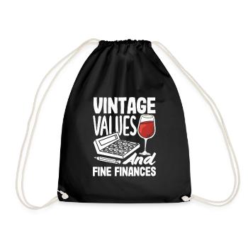 Vintage Values And Fine Finances Wine Lover - Turnbeutel - Schwarz - Vorne