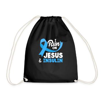 T1D Diabetes Typ 1 Diabetiker Geschenk - Turnbeutel - Schwarz - Vorne