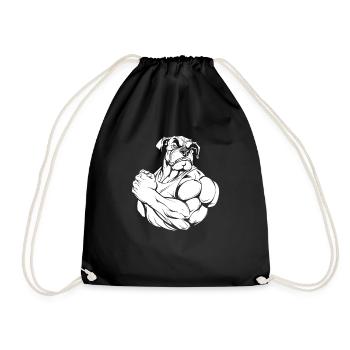 Fitness Bulldog - Drawstring Bag - black - Front
