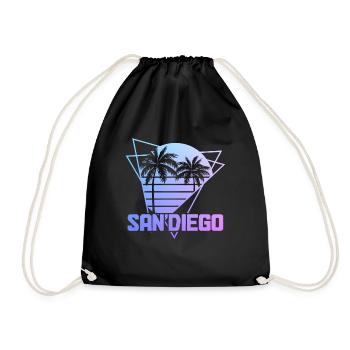 San Diego Kalifornien Retro Souvenir - Turnbeutel - Schwarz - Vorne