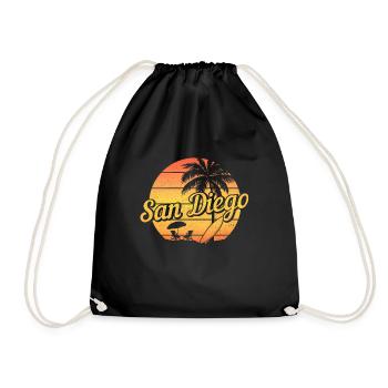 San Diego California Surfer Souvenir - Drawstring Bag - black - Front