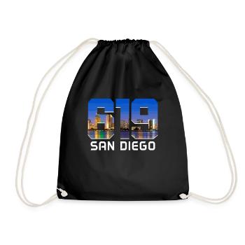 San Diego California Vintage Souvenir - Drawstring Bag - black - Front