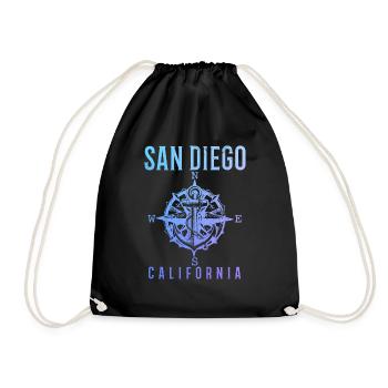 San Diego California Vintage Souvenir - Drawstring Bag - black - Front