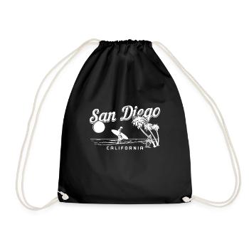 San Diego Kalifornien Surfer Souvenir - Turnbeutel - Schwarz - Vorne