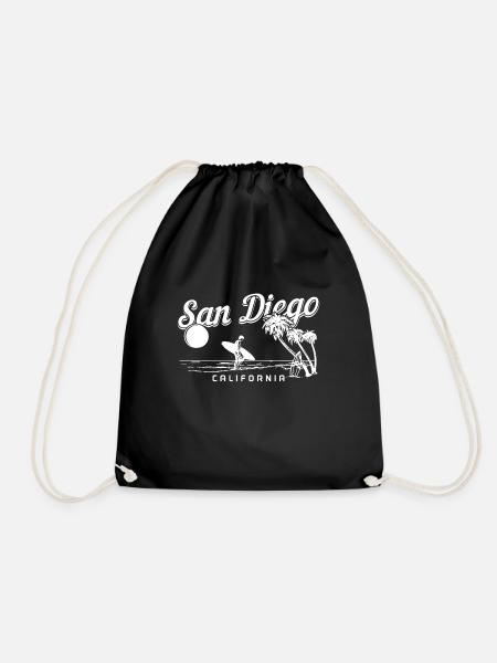 San Diego Kalifornien Surfer Souvenir - Turnbeutel - Schwarz