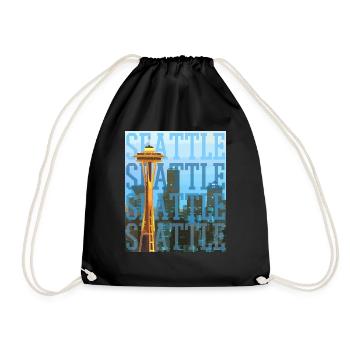 Seattle Washington Souvenir Geschenk - Turnbeutel - Schwarz - Vorne