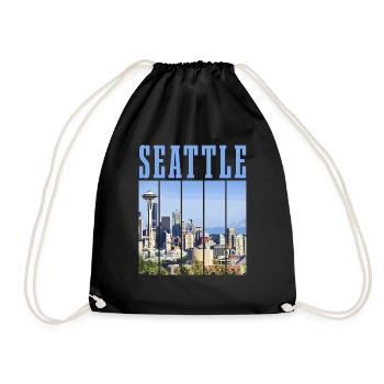Seattle Washington Souvenir Geschenk - Turnbeutel - Schwarz - Vorne