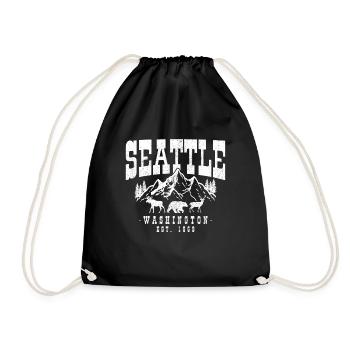 Seattle Washington Souvenir Geschenk - Turnbeutel - Schwarz - Vorne