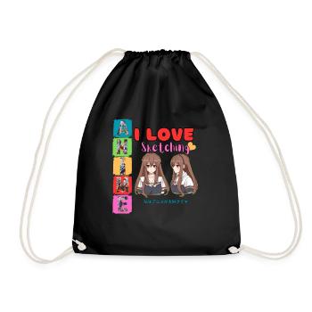 I Love Sketching - Drawstring Bag - black - Front