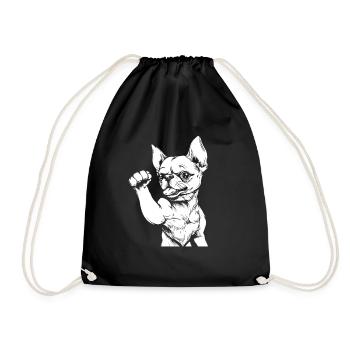 Fitness Chihuahua Dog - Drawstring Bag - black - Front
