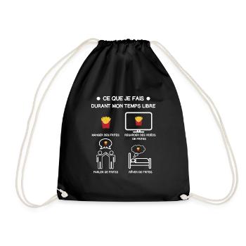 cadeau temps libre frites - Sac de sport léger - noir - Devant