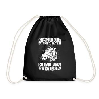Farmer Tractor Tractor Best Job Nature Saying B - Drawstring Bag - black - Front