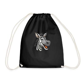 Zebra - Drawstring Bag - black - Front
