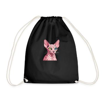 Sphynx Cat - Drawstring Bag - black - Front
