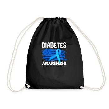 T1D Diabetes Typ 1 Diabetiker Geschenk - Turnbeutel - Schwarz - Vorne